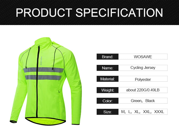 WOSAWE Men’s Packable Reflective Windproof Cycling Jacket